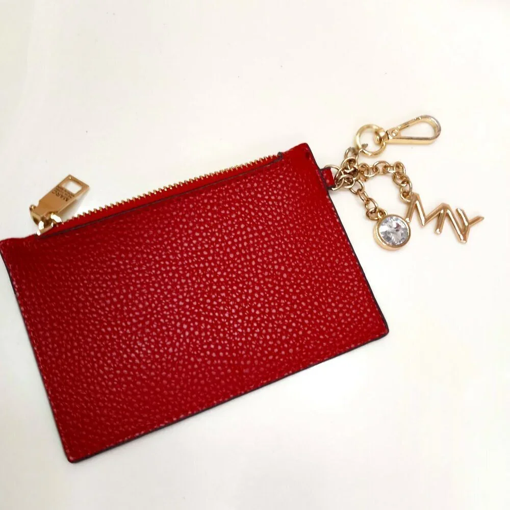 NWOT ANDREW MARC NY Leather Zipper Coin Purse/Wallet or ID Pouch & Keychain 4x6